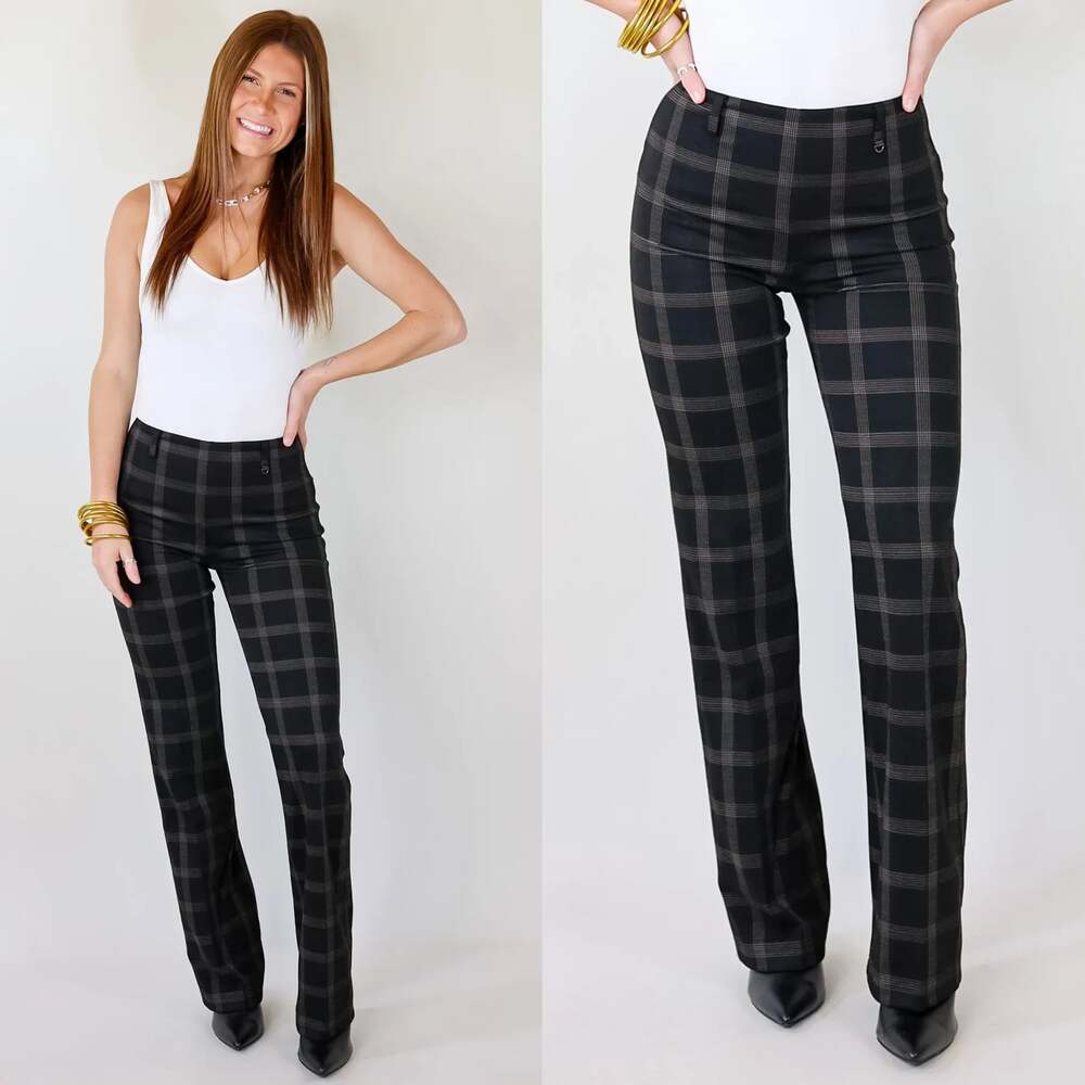 Lyssé New York Women's Plaid Baby Bootcut Ponte Pants